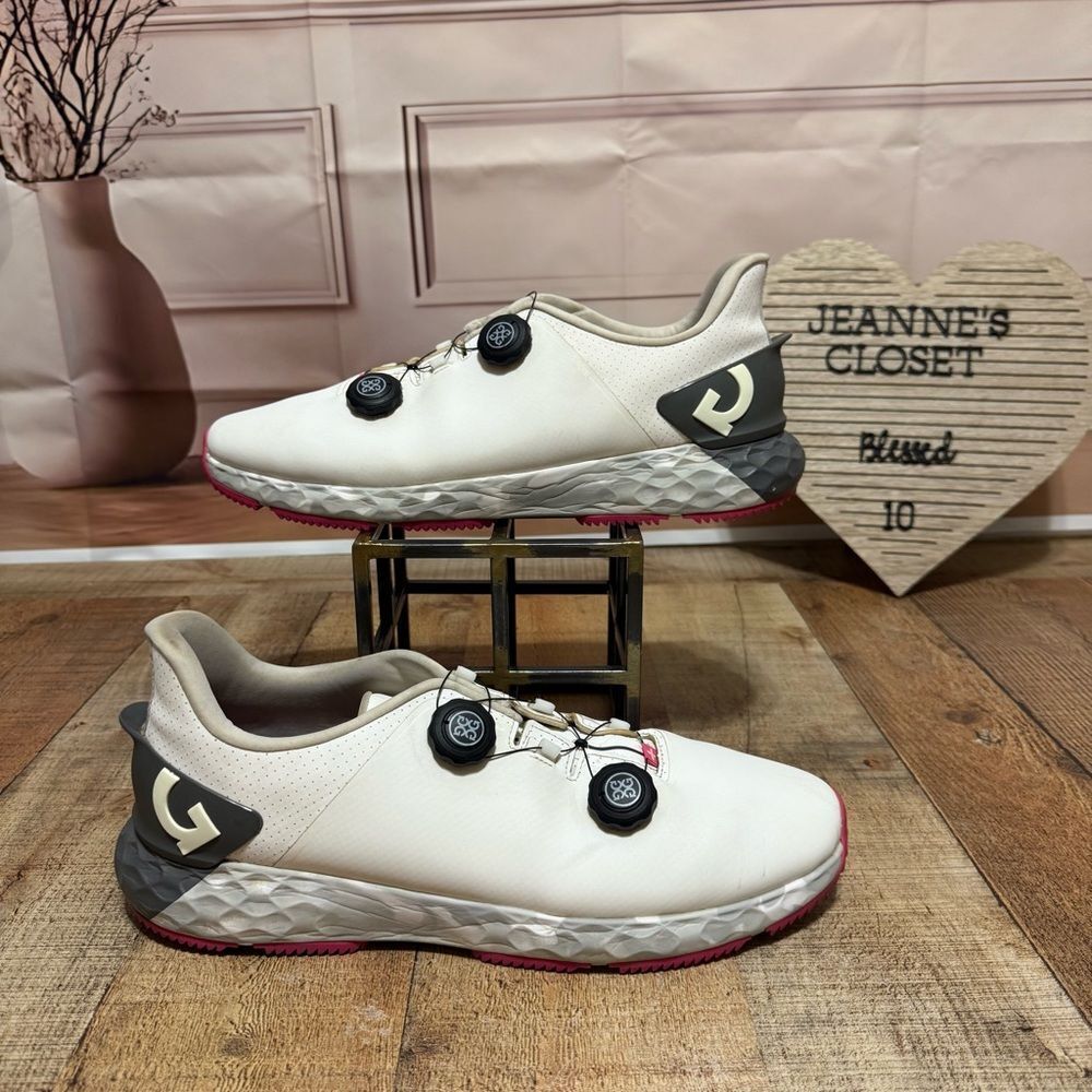 G/Fore G/Drive Golf Shoes Snow White Pink Men's Size 14 PRAY FOR BIRDIES